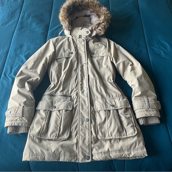 DKNY Beige Light Brown Parka Winter Coat - Picture 7 of 16